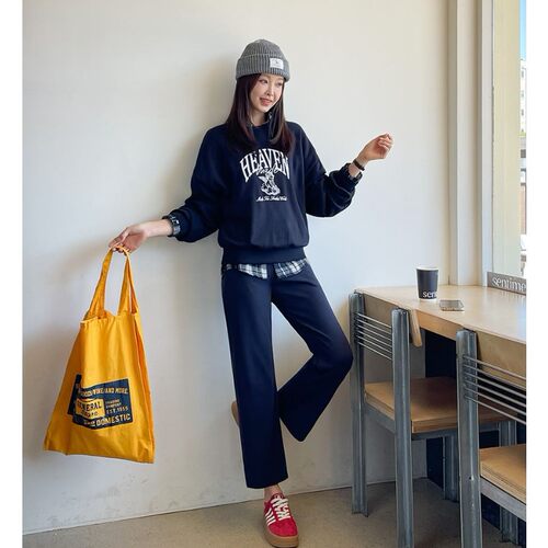 My girl秋季新款韩国代购流行时尚休闲风显瘦套头卫衣长裤套装