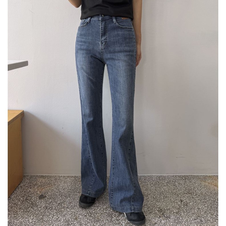 My girl秋季新款韩国代购百搭流行舒适简单显瘦时尚微喇牛仔长裤