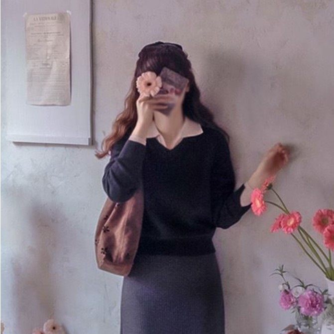 My girl冬季新款韩国代购流行简单百搭甜美淑女气质套头针织衫