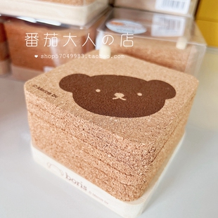 入 套装 现货日本制 米菲boris棕熊限定木制隔热杯垫