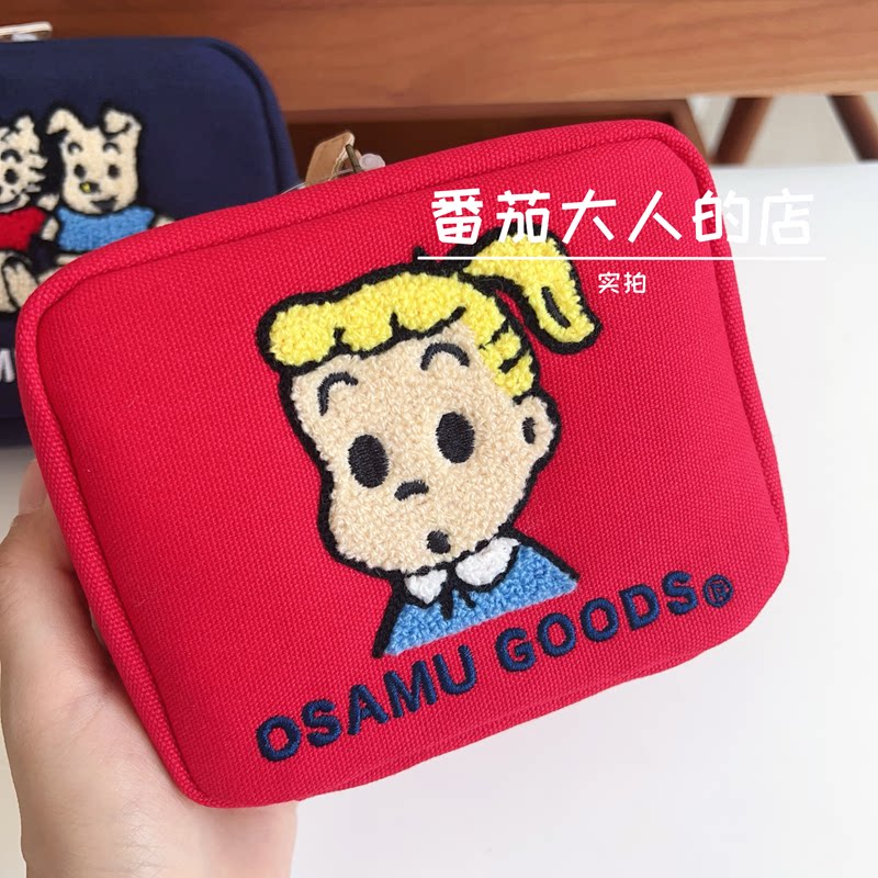 现货！日本带回正版原田治经典红蓝刺绣卡通印花化妆包收纳包
