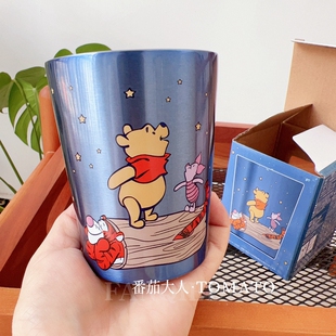 现货！日本带回维尼熊限定卡通不锈钢咖啡杯保温保冷杯套 水杯