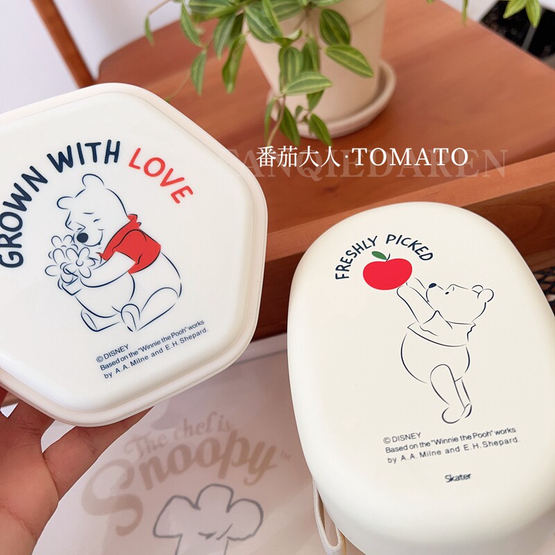 现货日本制 维尼熊可爱卡通日式便当盒套盒餐盒零食盒