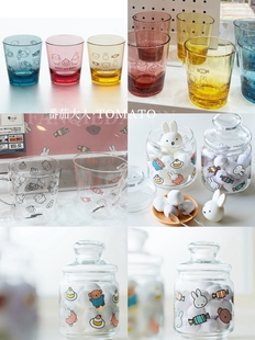 现货日本米菲boris熊新款 限定周边卡通可爱透明玻璃杯玻璃罐