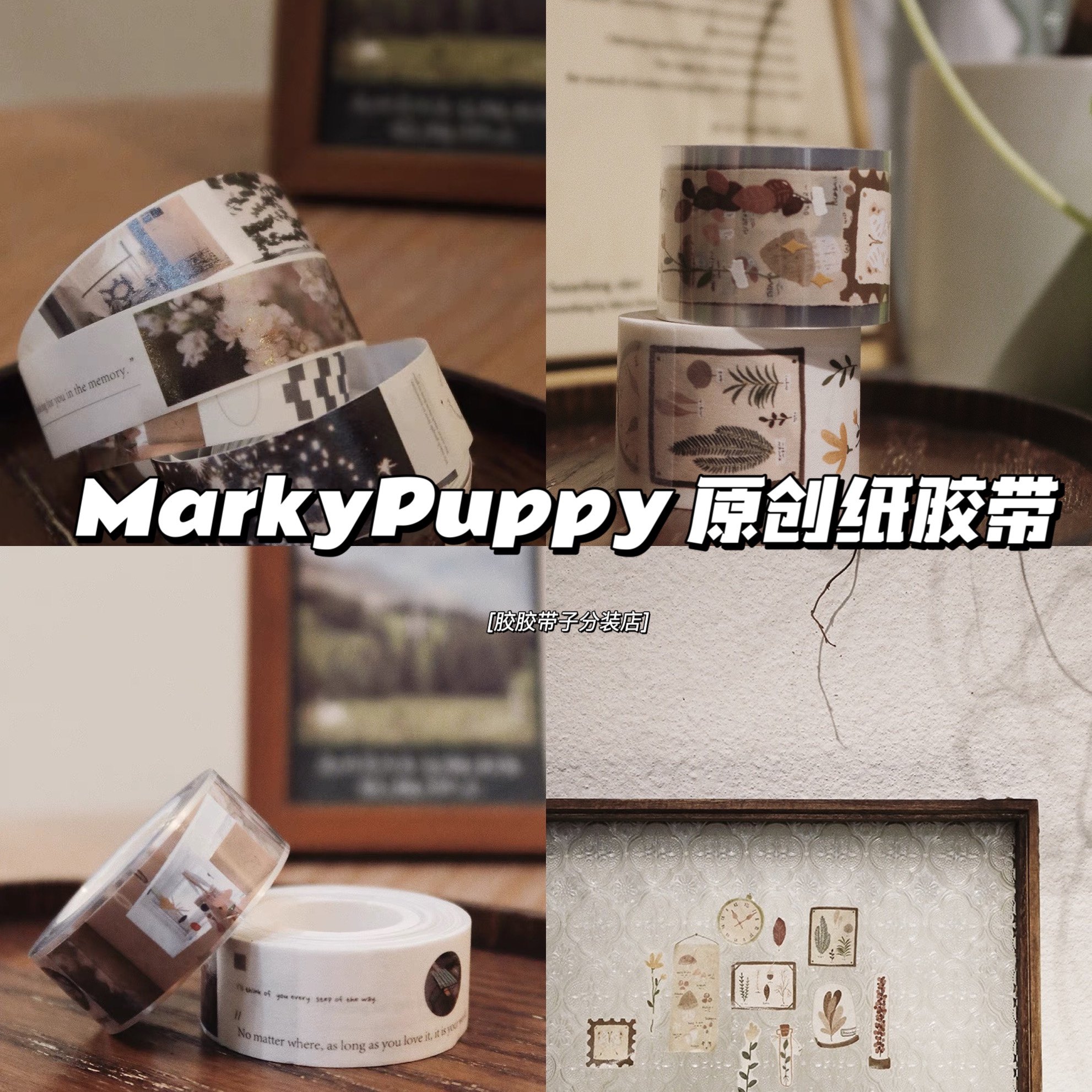 分装MarkyPuppy植物标本findme复古植物款手绘和纸pet胶带