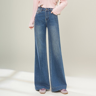 宾利酷堡女裤女潮流直筒牛仔裤女2026春秋季新款高腰显瘦宽松垂顺