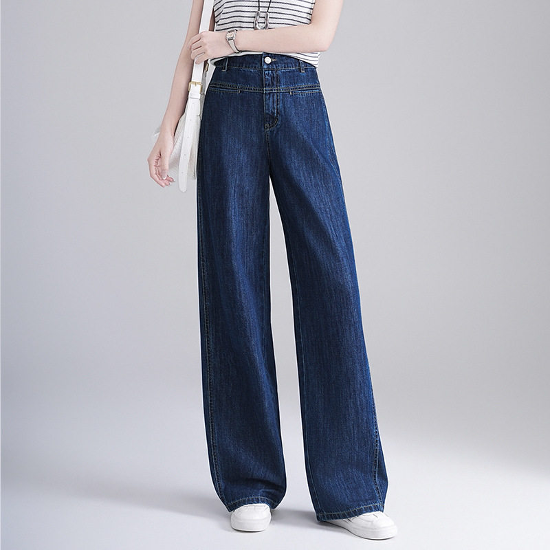 宾利酷堡女裤女牛仔裤2026新款阔腿裤高腰夏薄款休闲直筒拖地长裤