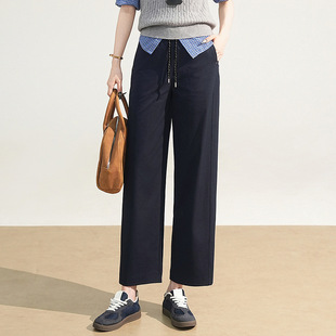 宾利酷堡女裤女姜黄色香蕉裤女2025春秋新款直筒运动裤垂感高腰软