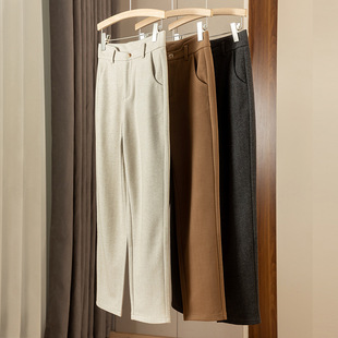 宾利酷堡女裤女美拉德2025仿毛呢高腰裤女加厚新款休闲九分哈伦裤