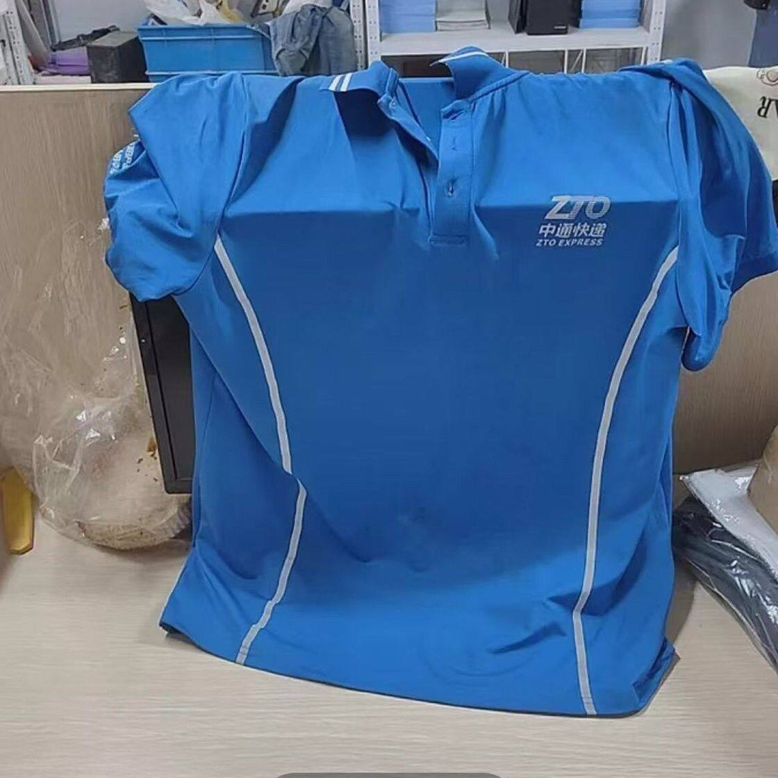新款 中通快递工作服 短袖t恤夏季上衣半袖翻领polo衫工衣工服