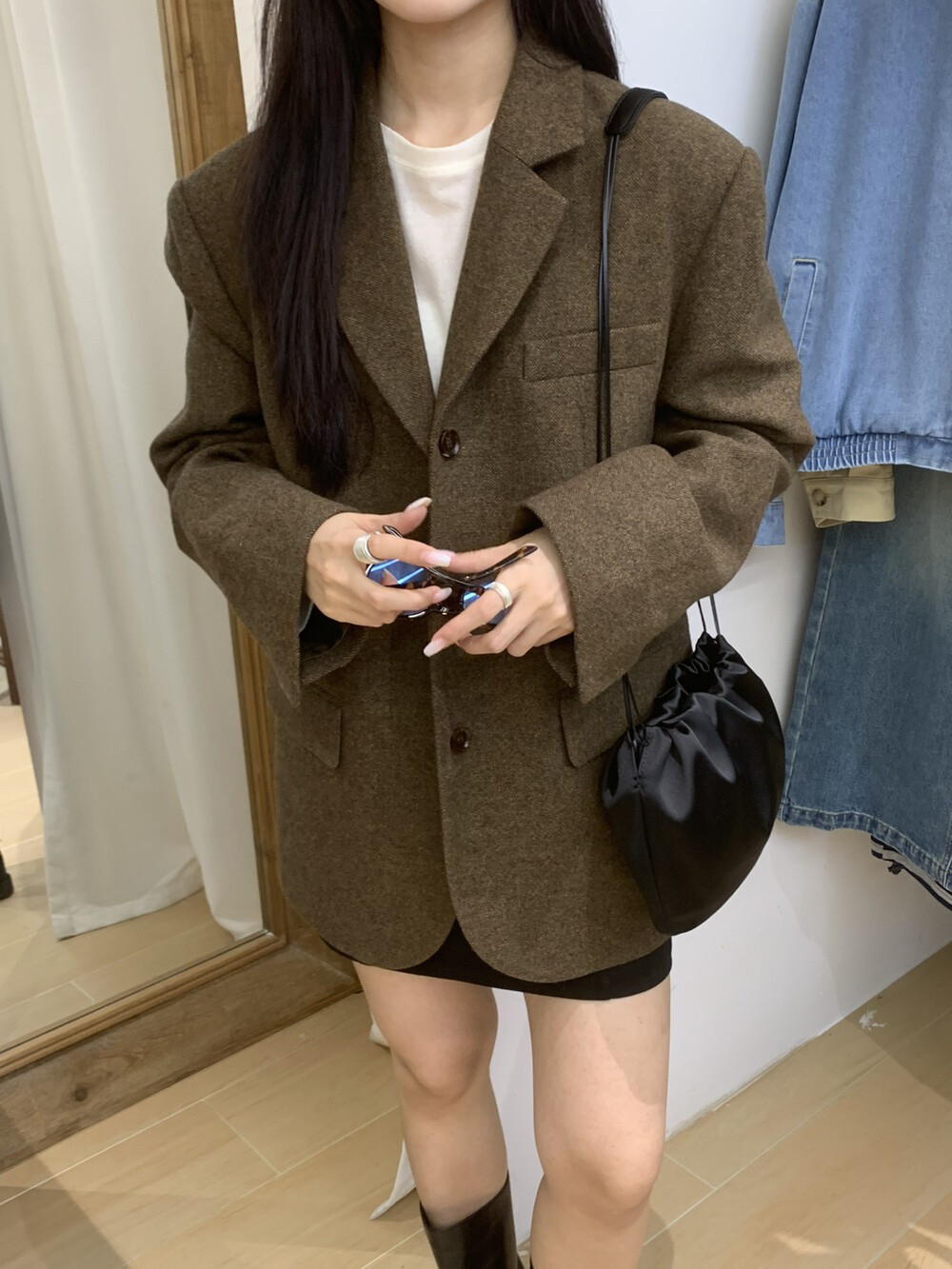2025秋冬新款韩版ins复古时髦气质显瘦羊毛西装外套女咖色西服
