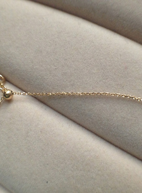 新品日本代购45cm滑动扣调节小豆链18K黄金白金玫瑰金锁骨链项链