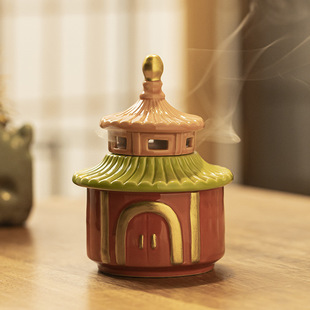 小小庙宇-香炉/陶瓷室内焚香安神盘香炉/檀沉香炉创意摆件香薰炉