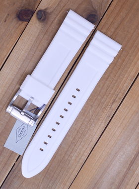 代用fossil手表表带化石白色硅胶橡胶表链男22mm银色方扣手表配件