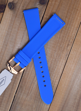 适配FOSSIL化石表带18mm时尚手表配件防水防汗柔软快拆针扣硅胶蓝