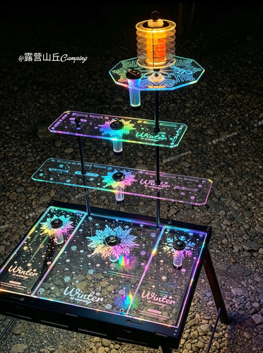 户外露营igt发光单元板GZ灯架雪花透明亚克力38灯架户外桌便携
