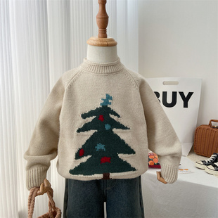 女童毛衣秋冬2025新款儿童韩系洋气新年装针织衫半高领毛线衣内搭