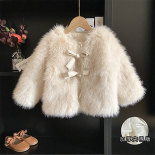女童皮草外套冬季小女孩洋气加厚夹棉上衣宝宝时髦气质毛毛衣大衣