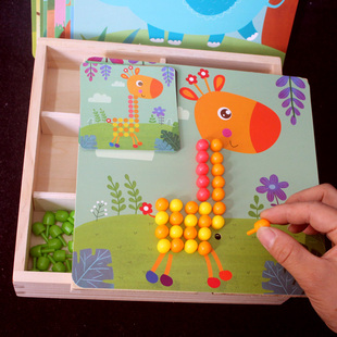 5岁6 幼儿童蒙氏早教益智玩具男女宝宝专注力训练蘑菇钉拼图2