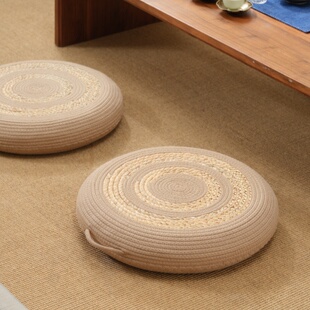 蒲团坐垫家用地上小凳子中古风亚麻绳榻榻米打坐禅修懒人飘窗垫子