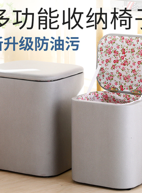 多功能收纳凳实木科技布沙发人可坐储物凳子家用柜门口椅子箱换鞋