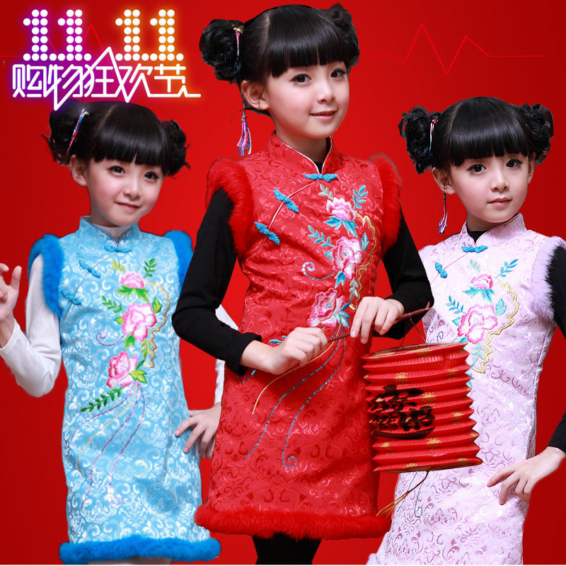 布布发现中国风唐装女童旗袍