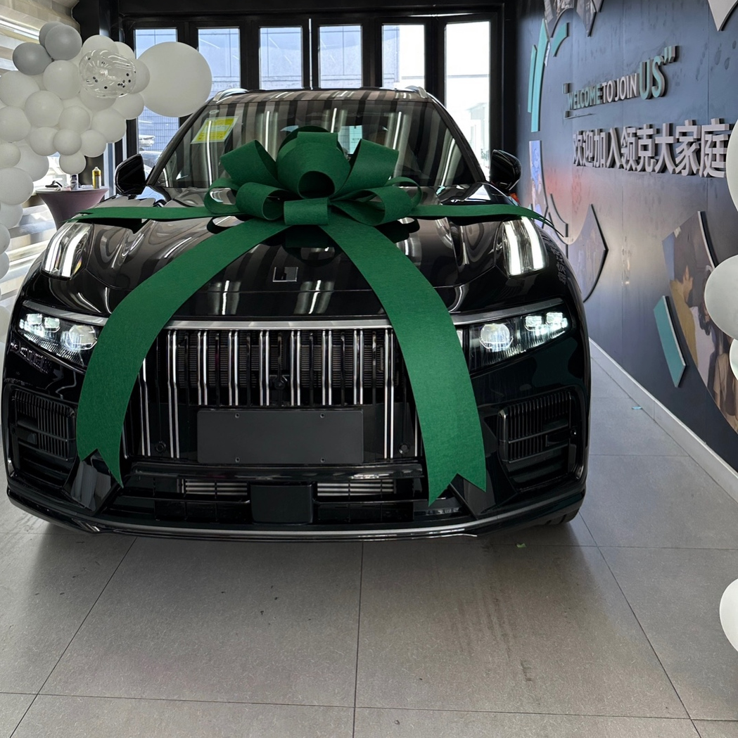 领克交车蝴蝶结新车交付提车仪式装饰圣诞绿交车蝴蝶结展厅布置