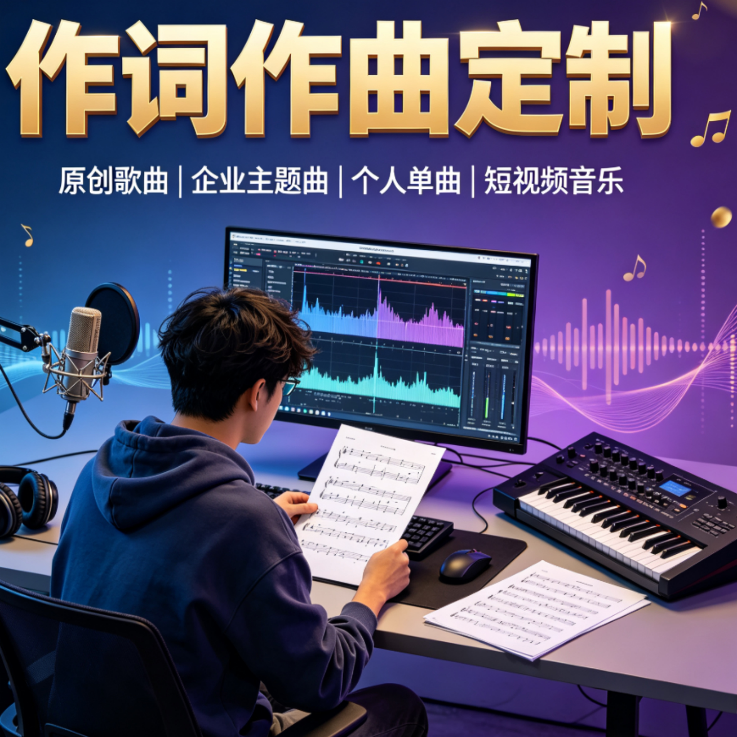 作词作曲钢琴曲主旋律伴奏服务