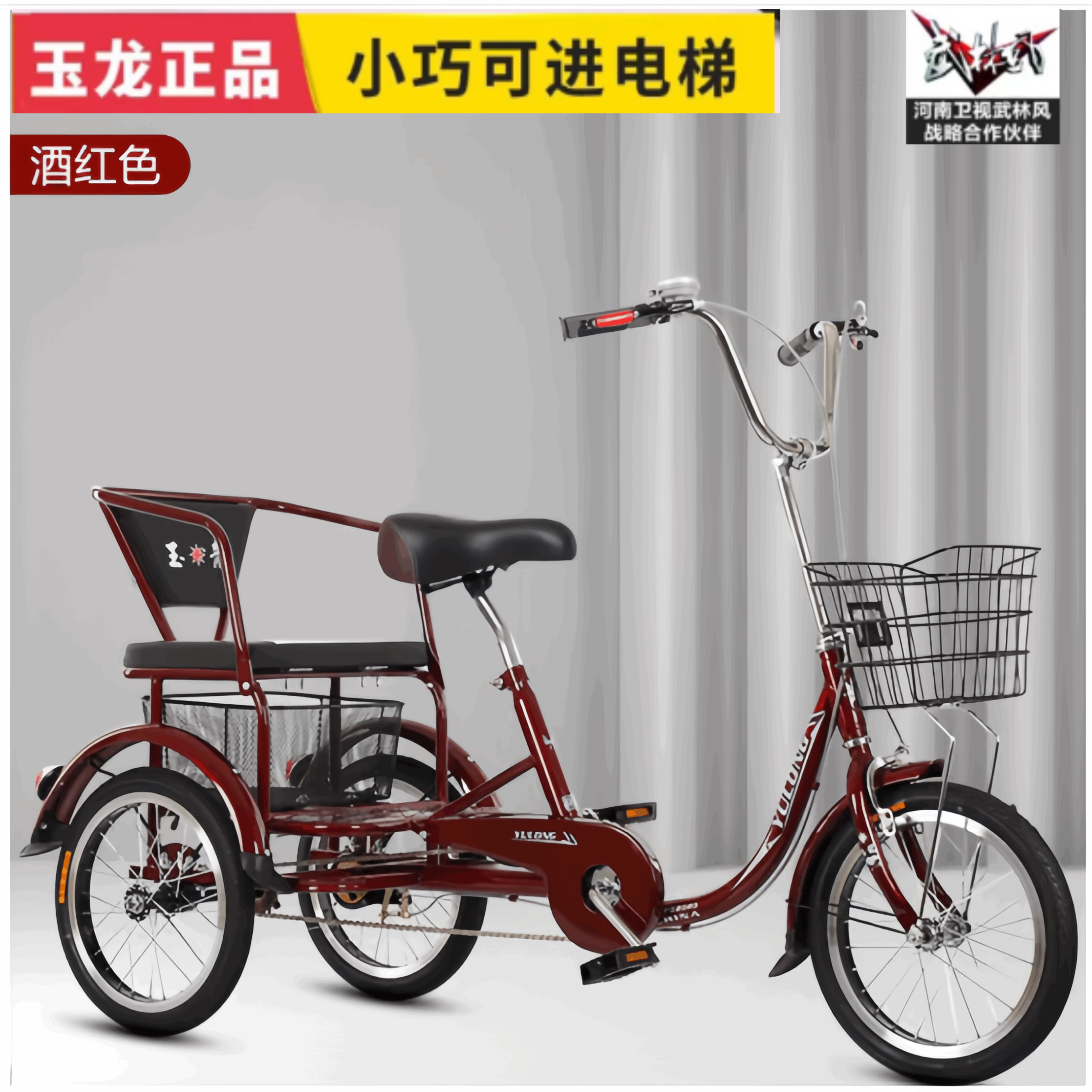 老年人力车小巧老人代步车脚蹬双人亲子三轮车脚踏成人轻便三轮车