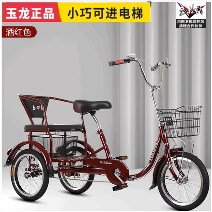 老年人力车小巧老人代步车脚蹬双人亲子三轮车脚踏成人轻便三轮车