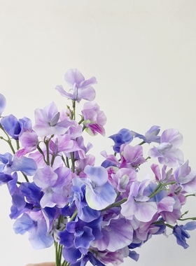 法式仿真花 粉紫蓝紫色豌豆花 客厅餐桌摆放花摄影假花绢花