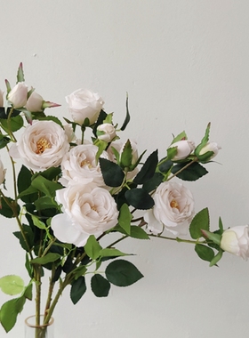 高质仿真花 多头复古白土黄玫瑰 紫灰色 花艺造景 婚礼装饰花