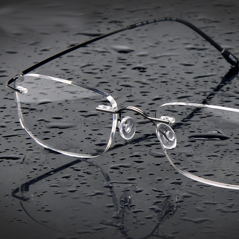 老王诗乐无框眼镜 男 女近视眼镜框 纯钛眼镜架 切边很轻