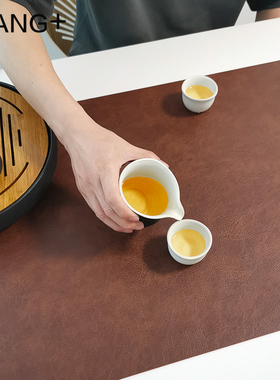 皮革茶席新中式禅意防水防油隔热垫桌垫长方形垫布家用桌旗复古风