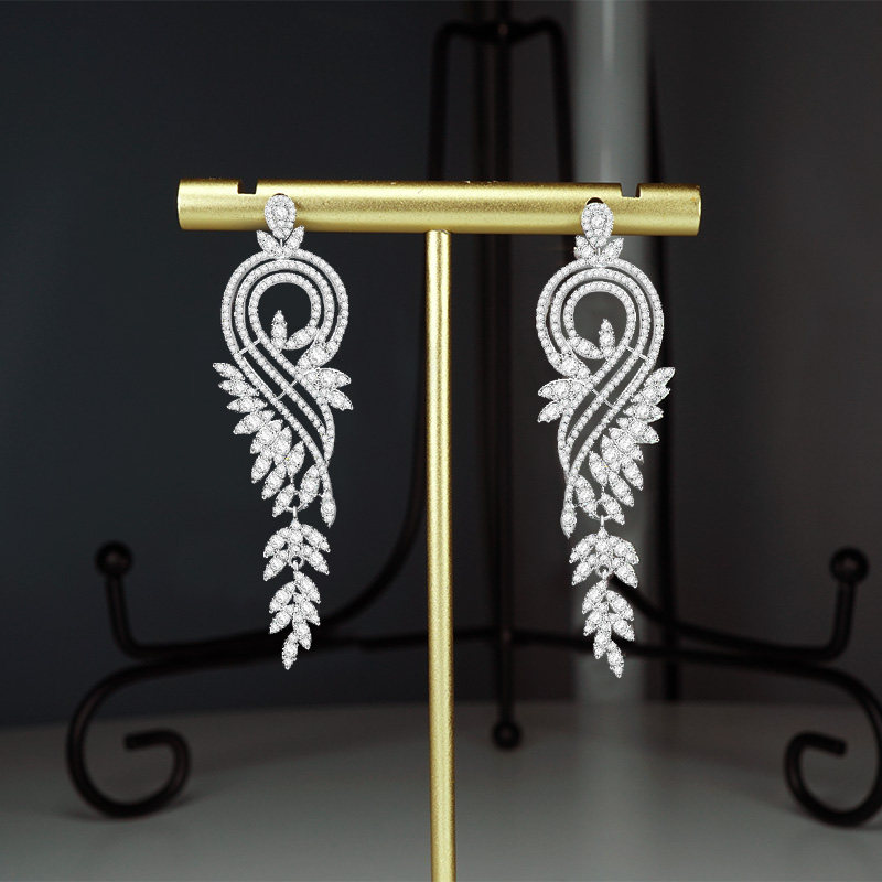 12克拉群镶凤凰耳饰气质天然钻石女修饰脸型耳坠