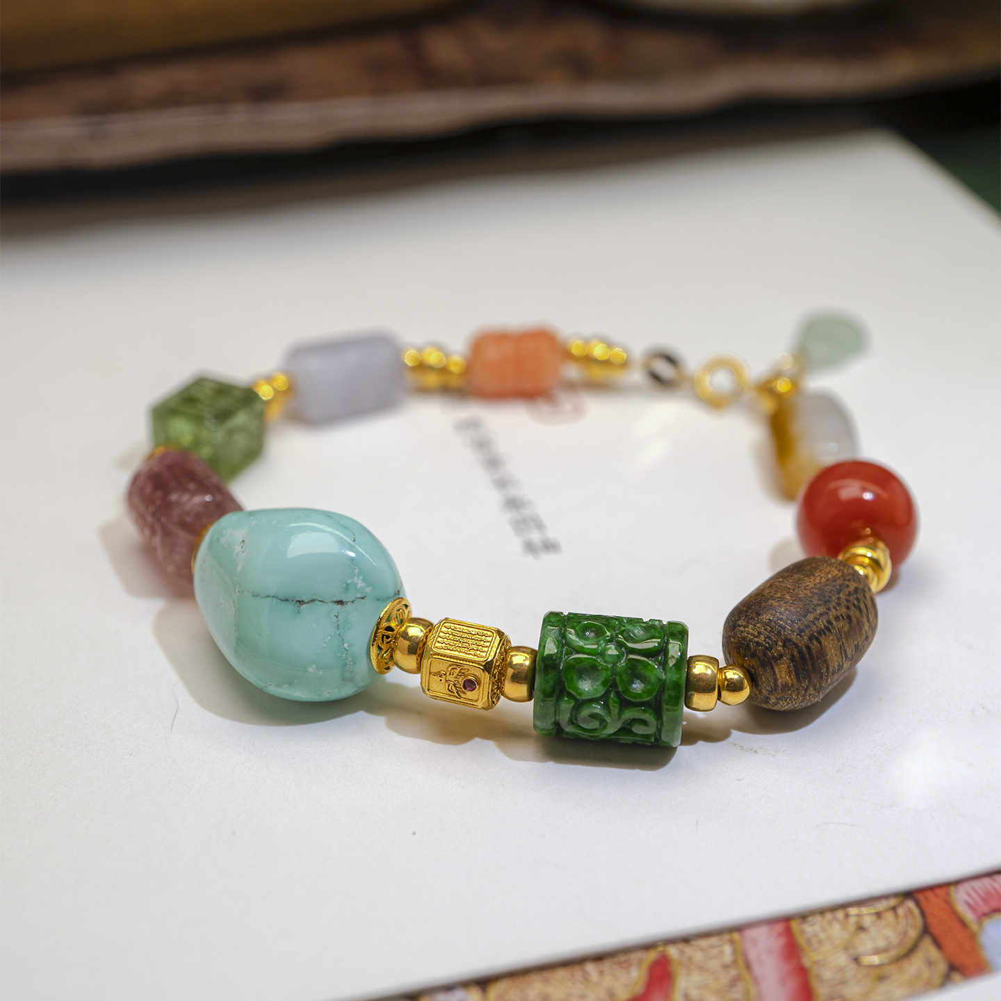 18K金天然多宝手链新中式国风