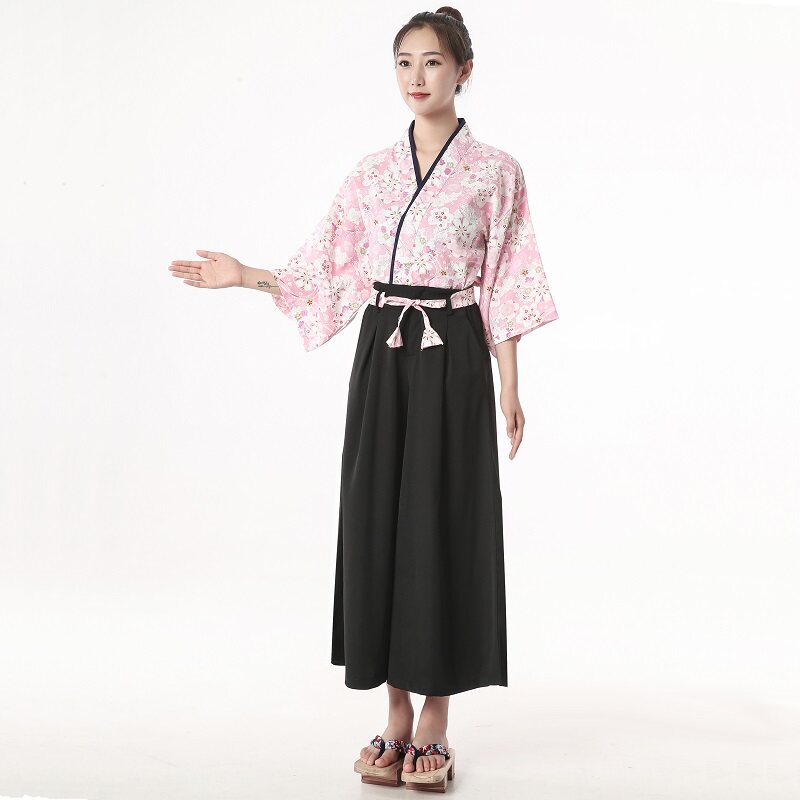 日料店女工作装迎宾服日式樱花服务员和服工装日本餐厅服务生服装