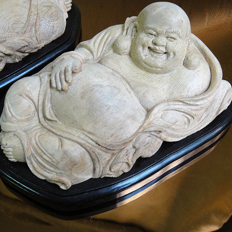木檀世家印尼沉香木罗汉佛像车载原木弥勒佛工艺雕刻摆件木雕