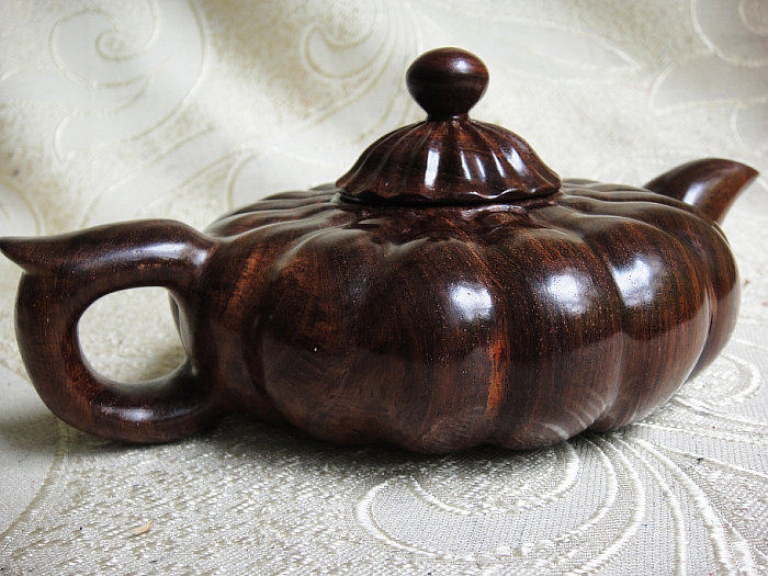 木檀世家海南黄花梨雕刻收藏品 海黄紫油梨菊花壶摆件工艺品木雕