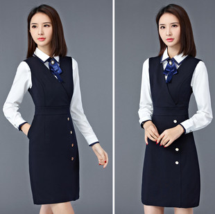 马甲背心裙两件套工作服女职业套装 衬衫 OL套裙气质修身 2020春秋季