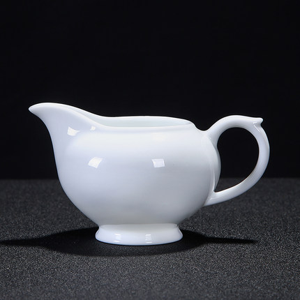 陶瓷功夫茶具白瓷公道杯茶海中式分茶器高白瓷有把公道杯手抓公杯