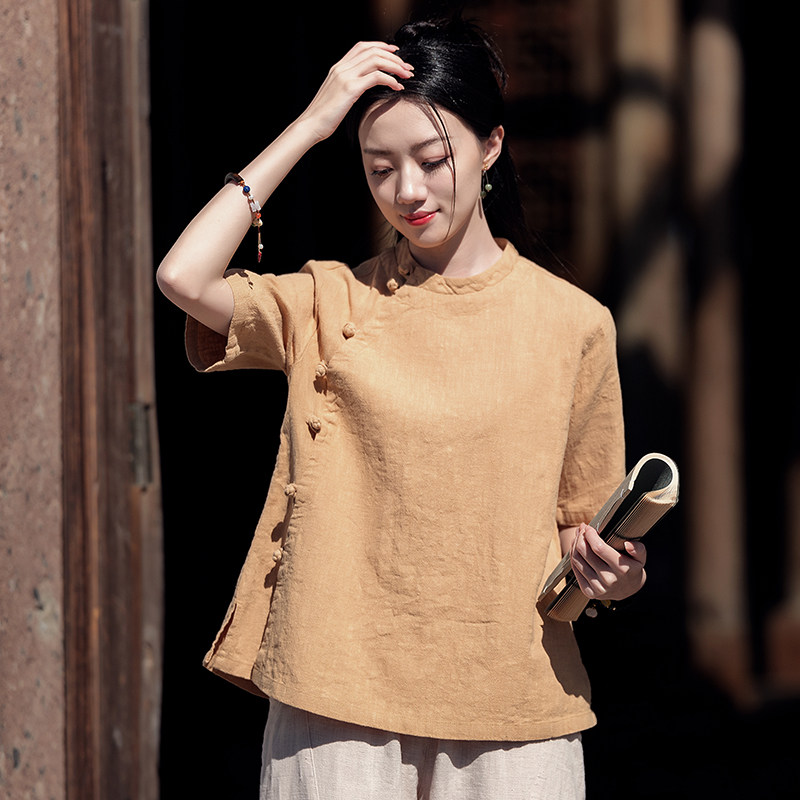 晨风女夏斜襟短袖太极服图片
