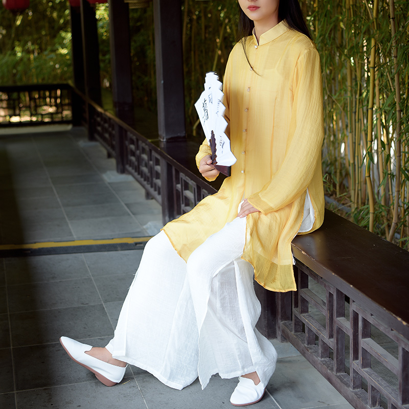 太极服女飘逸 2025新款中国风真丝棉麻双层太极拳练功服晨练服