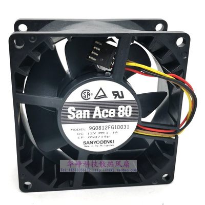 9G0812FG1D031全新SANYO/三洋 8038 DC12V 1.1a散热风扇4线