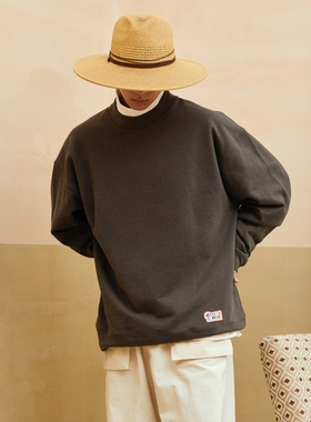 CITYDIVE Cotton Material Sweatshirt 火柴刺绣纯色圆领长袖卫衣
