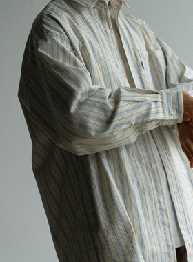 CITYDIVE Stripes Shirt 复古提花双色条纹水洗长袖衬衫 廓形衬衣