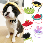 猫咪可爱变装 狗狗帽子新年醒狮帽老虎帽针织青蛙兔子宠物生日头套