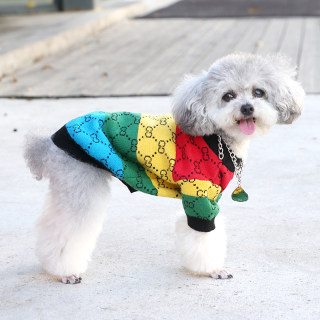 宠物潮牌毛衣狗狗衣服彩虹秋冬泰迪比熊法斗柴犬雪纳瑞博美柯基