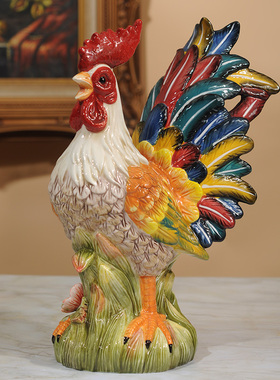 欧式陶瓷创意装饰礼品送礼玄关客厅家居办公室大公鸡摆件