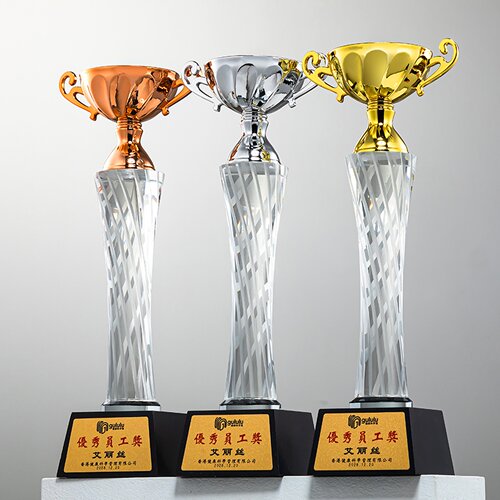 奖杯定制定做比赛金银铜优秀员工儿童学生公司年会创意小水晶金属